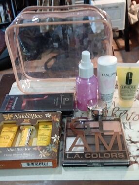 Assortment of Makeup And Skincare, with Pink Makeup Case